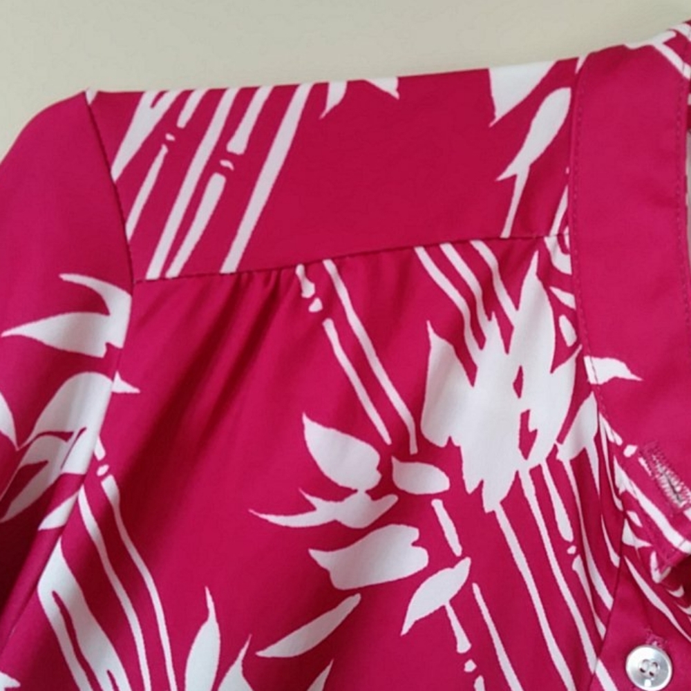 Alfred Dunner Pullover LS Blouse 14 Red Pink White - Picture 6 of 12